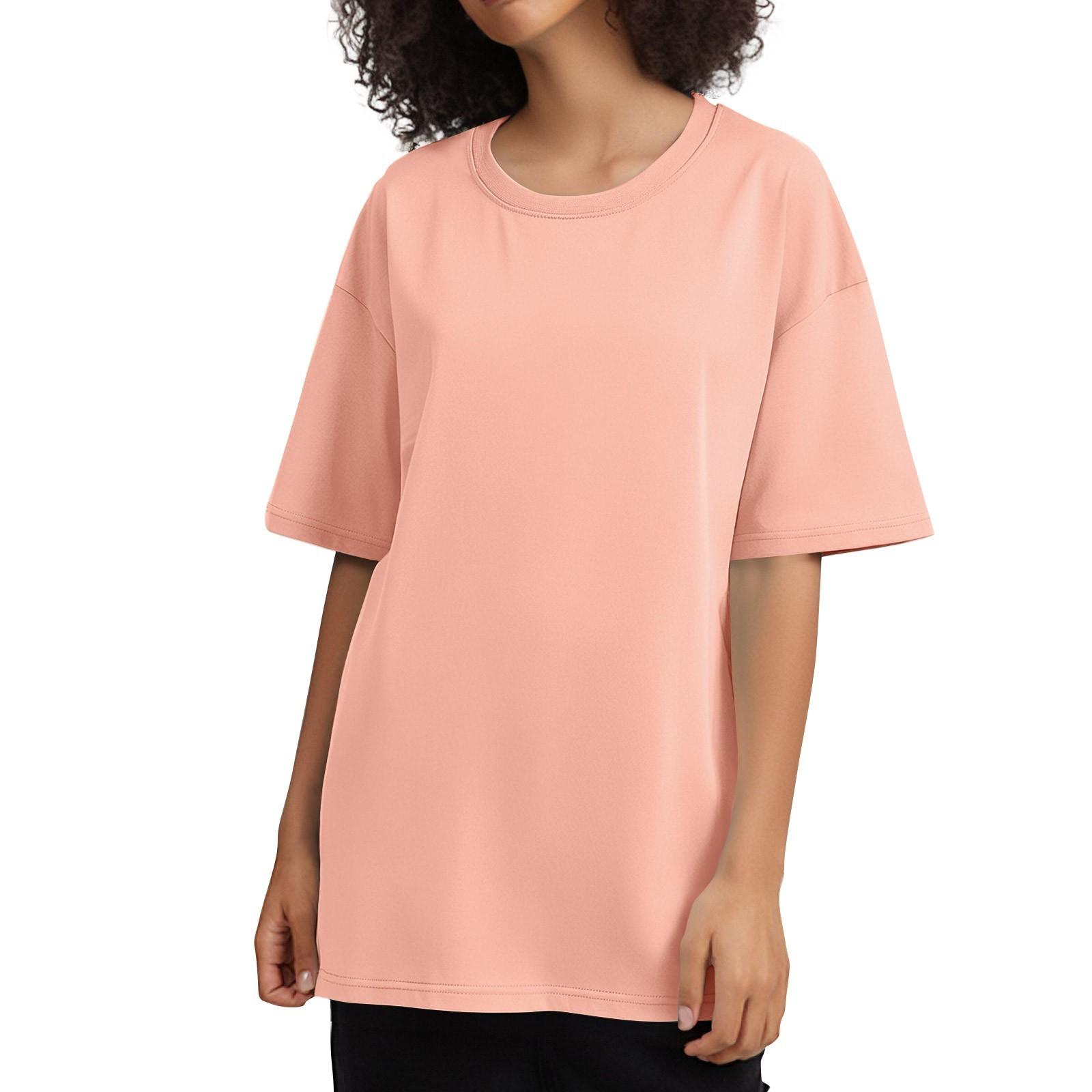 

Женская однотонная повседневная футболка с круглым вырезом и короткими рукавами XL арбуз красный