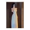 White suspender neck dress women's summer French retro temperament high-end design dress long dress