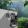 15MP HD Triple-Lens Outdoor PTZ Camera with Waterproof Build, WiFi, Full-Color Night Vision, 10x Zoom, and Two-Way Audio.