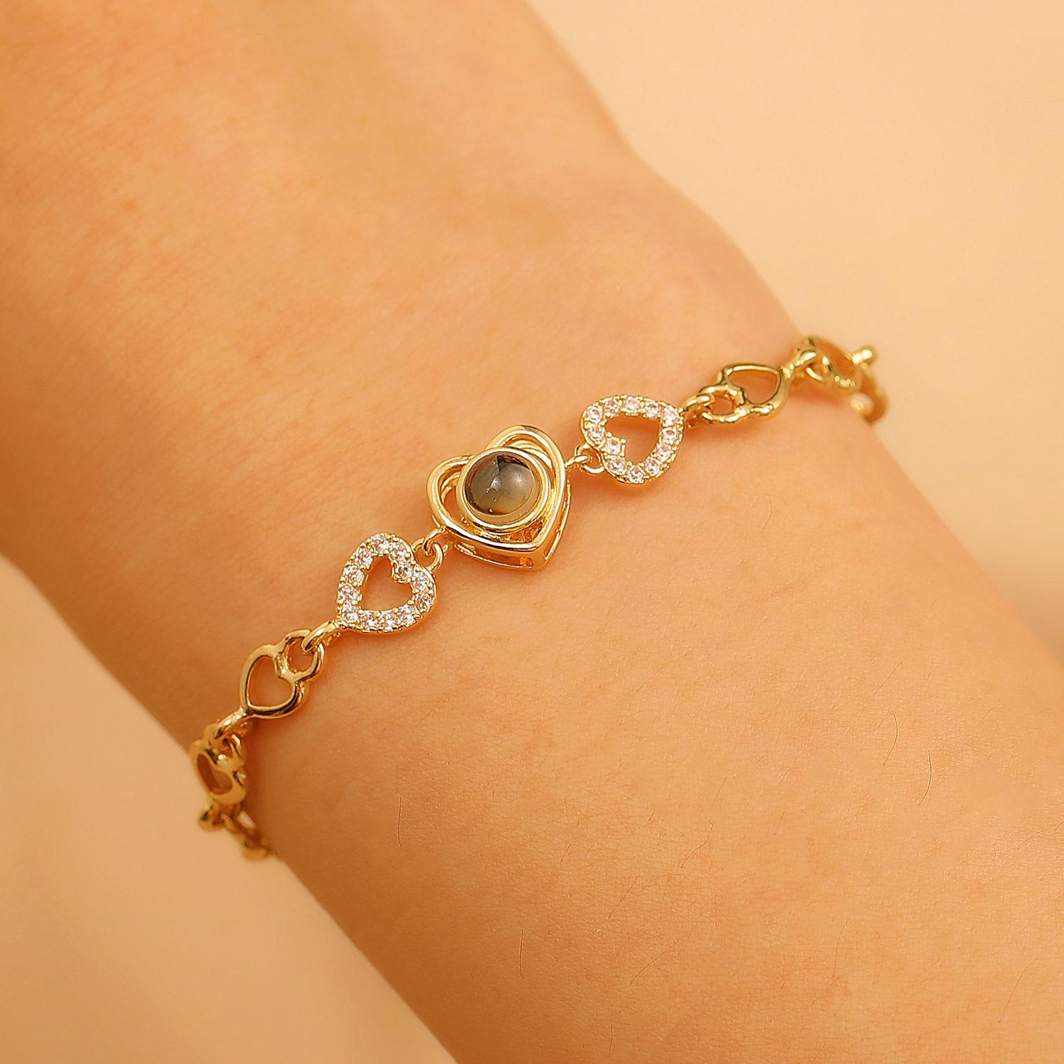 

2026 love projection bracelet fashion versatile design 100 kinds of voice I love you geometric high definition personality jewelry