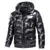 Herren Glänzender Parka Winter Warm Verdickt Mit Kapuze Wasserdicht Daunenjacke Mantel Einfarbig Lässig Streetwear Winddicht Oberbekleidung Männliche Parkas