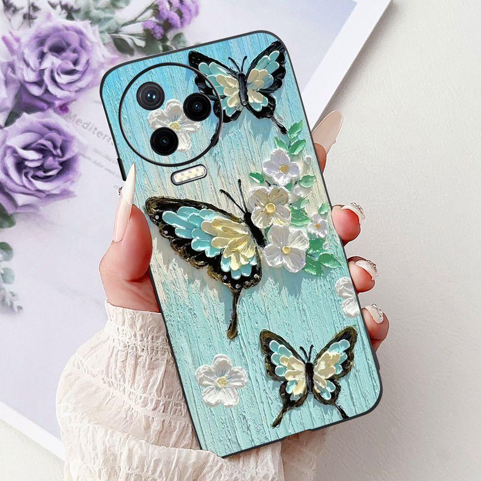 For Infinix Note 12 Pro 4G Case X676B Silicone Cute Cat Fashion Flowers Painted Cover For Inifnix Note 12 Pro Phone Case Bumper