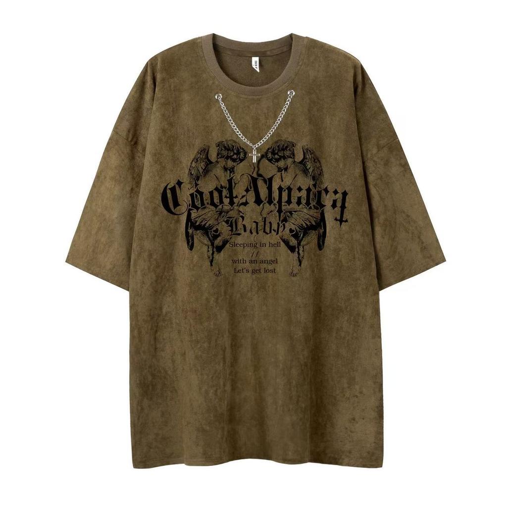 GothAngel Baby Graphic Unisex T-Shirt Cotton Washed Tshirt Oversized Short Sleeves T Shirt