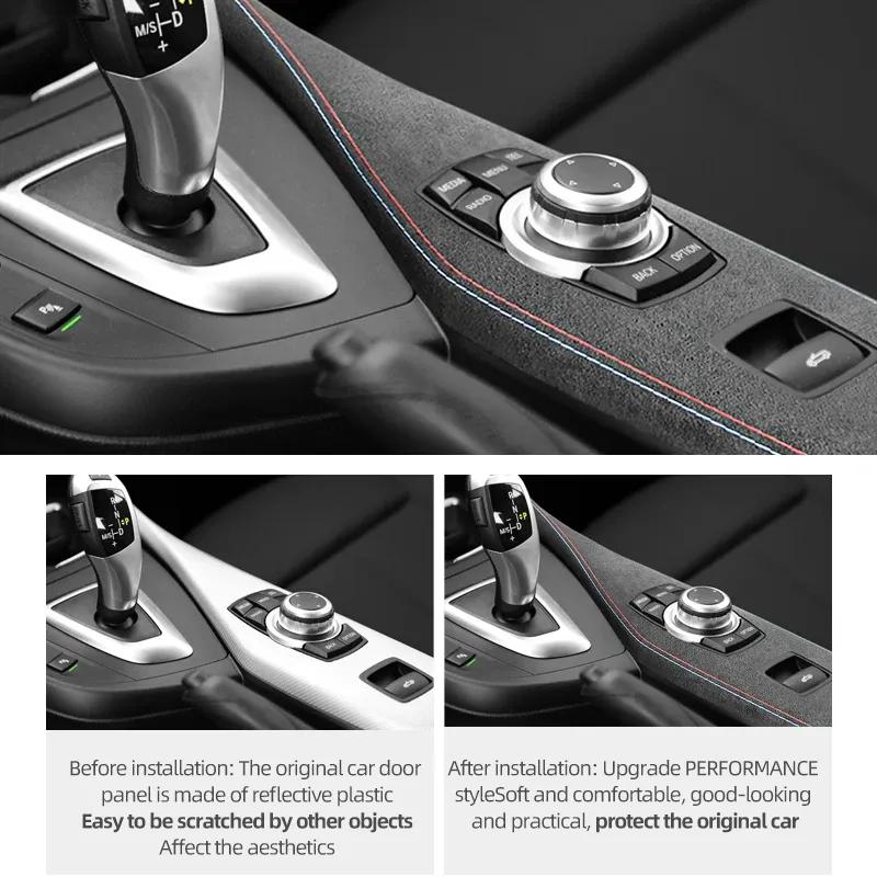 Para BMW F20 F21 F22 F23 Hecho de Alcantara Interior del Coche Panel de Botones Multimedia de la Consola Central Adhesivo de Rendimiento Accesorios