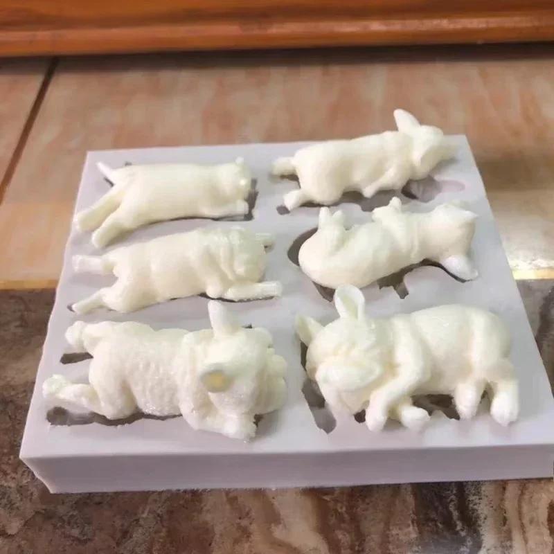 Sleeping Dog Silicone Mold Fondant Cake Decorating Tools Chocolate Mold 3D Dog Corgi Bulldog Animal Food-grade