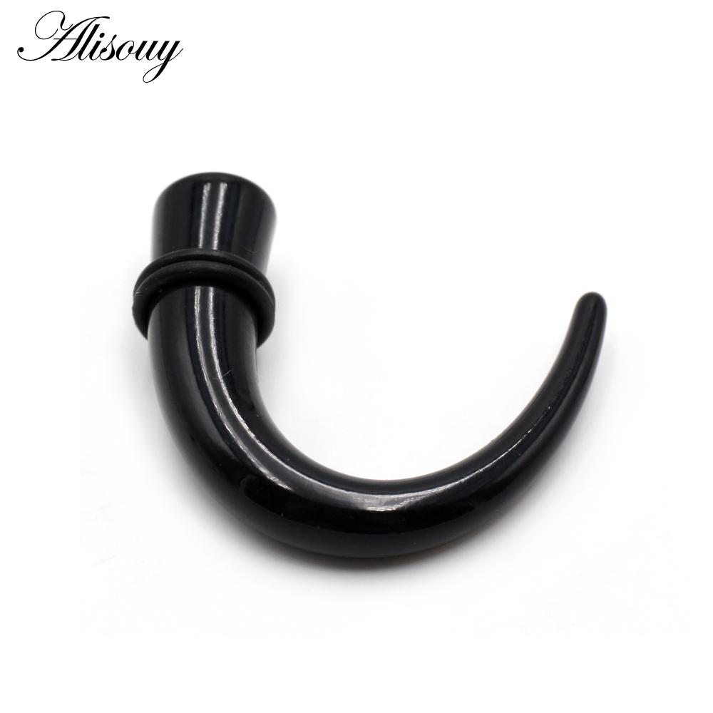 Alisouy 2pcs 1.6mm-11mm Acrylic C Sahpe Buffalo Horn Ear Gauges Ear Taper Stretching Plugs Tunnel Expander Body Piercing Jewelry