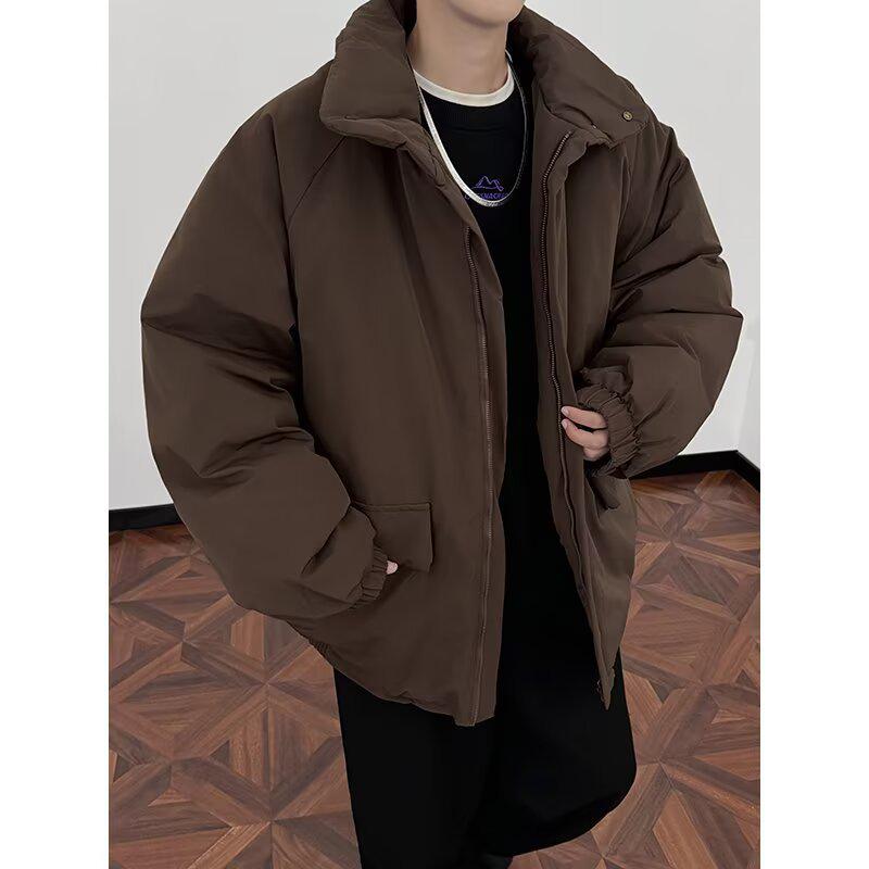 Men's Korean Style Stand Collar Puffer Jacket – Autumn/Winter Casual Loose Fit