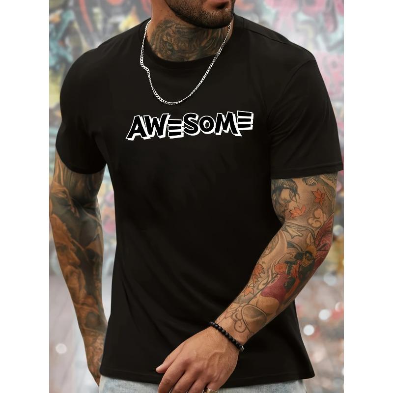 

European sizes Crew Neck Letter Print Men s Fashionable Summer Short Sleeve Sports T-shirt, Comfortable And Versatile 4XL чорний