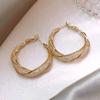 Elegant Shiny Mesh Design Rhinestones Hoop Earrings Vintage Gold Color Hollow Mobius Twisted Round Earrings Women's Jewelry
