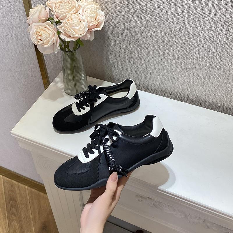 Grape Mother Has the Same Rope Knot Lace Matching Color Round Head Thick Sole Heightening German Training Shoes for Women's Fashion Versatile Casua
