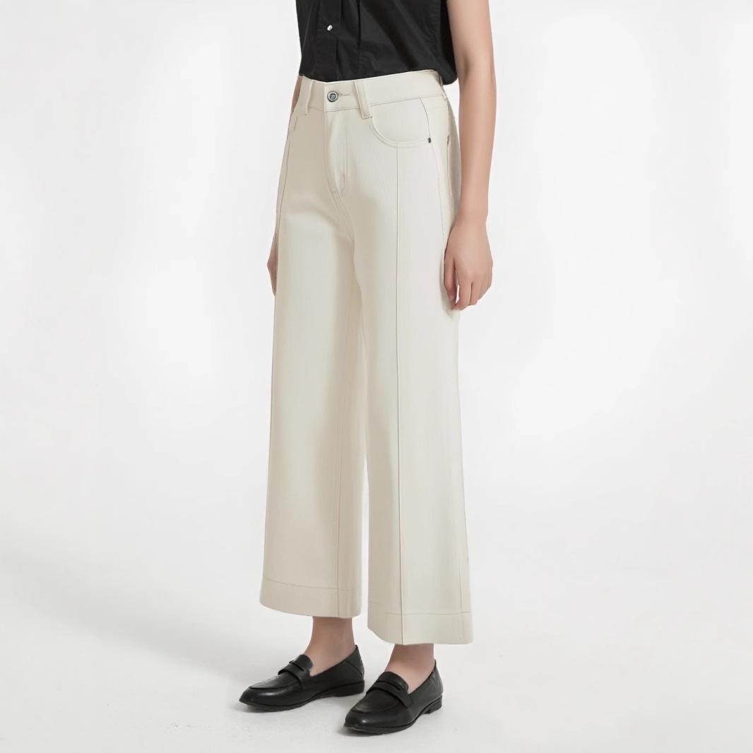 

2025 White Lyocell Stretch Wide-Leg Grandma Jeans for Women Large