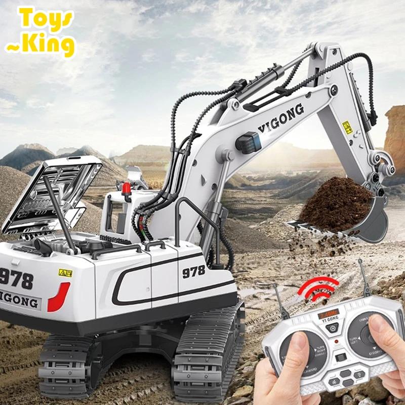 Remote Control Excavator Alloy 2.4G 11Ch Dump Trucks Bulldozer Alloy Plastic Engineering Vehicle Electronic Toys For Boy Gifts