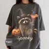Vintage Raccoon Shirt, Spooky Ghost Graphic Tee, Halloween Woodland Animal Apparel, Autumn Gift