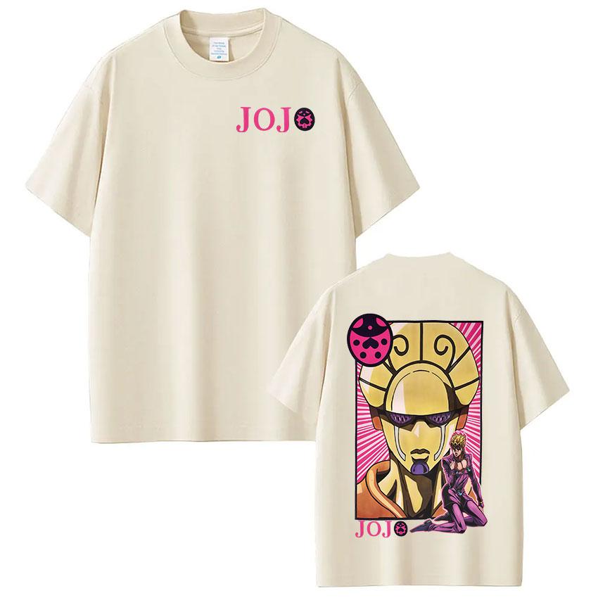 Anime JoJo Bizarre Adventure Giorno Giovanna T Shirts Mens Cotton Tee Shirt Fashion Hip Hop Short Sleeve Tshirts Streetwear