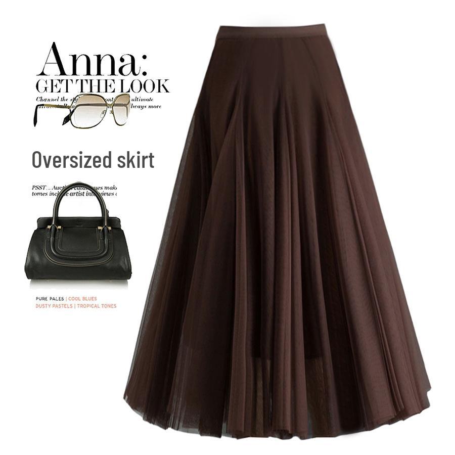 Elegantní vysoce kvalitní dlouhá rozšiřující se sukně s vysokým pasem - 2023 Všestranná síťovaná vílí sukně slim fit