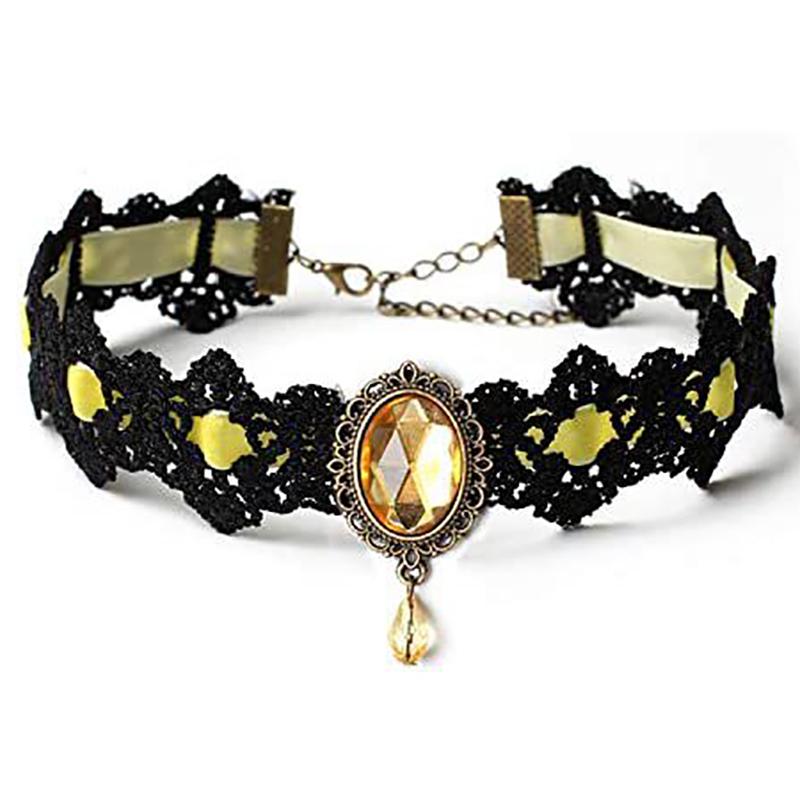 Gothic Victorian Black Lace Necklace Women Girl Boho  Tassel Sexy Lace Choker Steampunk Dark Loli Style Halloween Jewelry