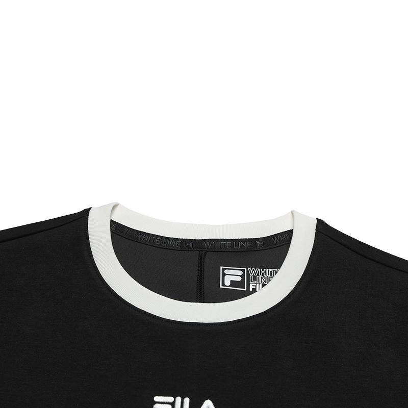FILA Original Color Block Edge Fashion Simple Classic Retro Casual Versatile Comfortable Round Neck Slim Short Sleeve Dress F51W629301FBK