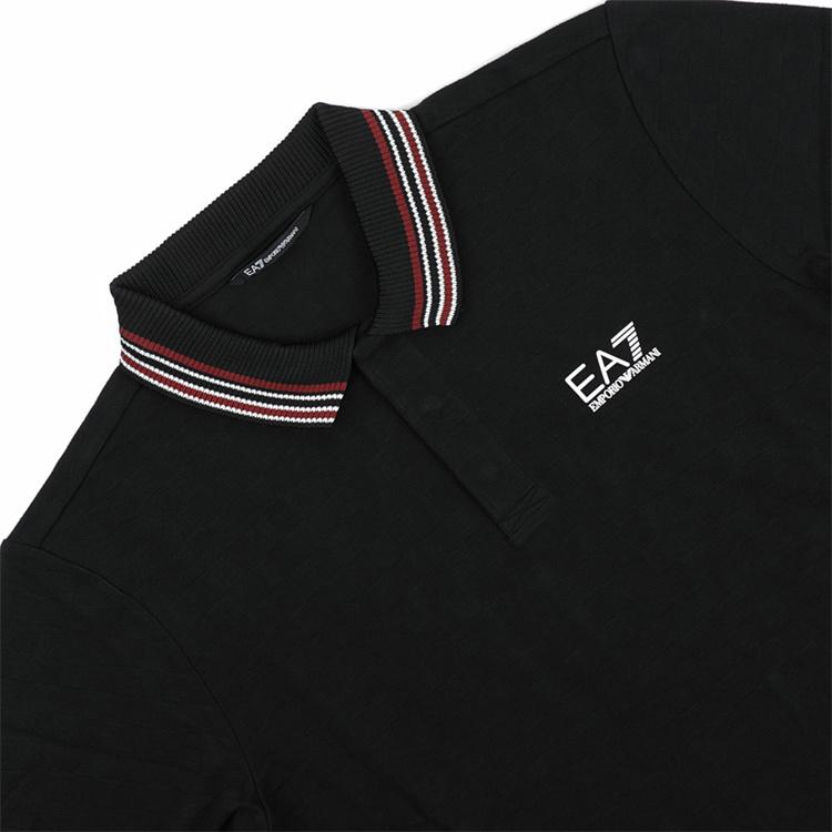 Emporio Armani EA7 SS24 Letter Print Pullover Long Sleeve Polo Shirt Men tops Black 6DPF15-PJZSZ-1200