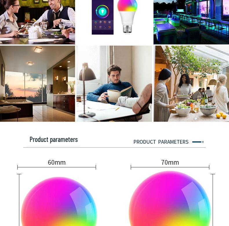 WiFi Smart RGB LED Bulb E27 9W, Seven-Color