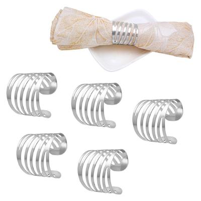 Conjunto de anel de guardanapo de liga galvanizado clássico suave sem rebarbas jantar tempo impressionar convidados estilo verão diagonal ondulado anel de guardanapo de metal
