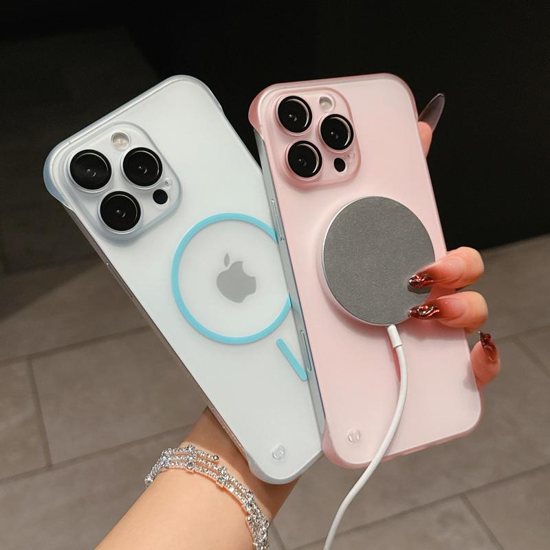 Husă Transparentă Mată Fără Ramă pentru Magsafe Pentru iPhone 16 Pro 15 Pro Max 14 13 12 11 Subțire PC Dur Rezistentă la Șocuri Încărcare Wireless Husă Magnetică pentru Telefon