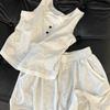 Ensemble de pyjama décontracté sans manches de couleur unie pour femme, printemps, été, bretelles spaghetti, short, tenue d'intérieur, tenue d'été