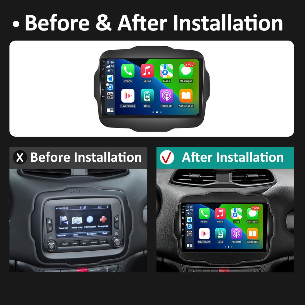 For Jeep Renegade 2016 2017 2018 - 2020 GPS Navigation Android Auto Wireless Carplay Bluetooth Smart System 2.5D Touch Screen 4G