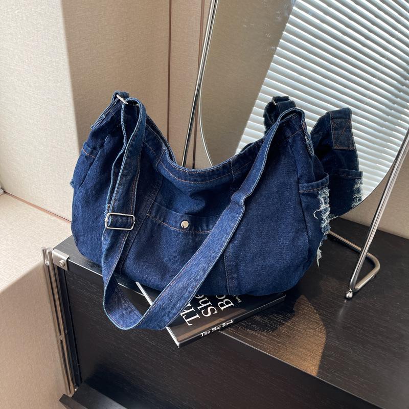 Damskie torby na ramię z jeansu, casualowe, duża pojemność, retro design, modne torebki damskie w stylu koreańskim, torba crossbody