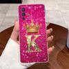 For Vivo V23 Pro New Crown Letter Pink Shiny A To Z Couple Phone Case For Vivo V23 Pro Transparent TPU Shockproof Soft Casing