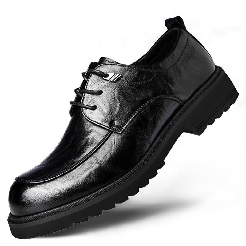 Fashion Spring Autumn New Designer Men's Dress Shoes Fashion Casual English Style Thick Soles Leather Platform Work Shoes Male