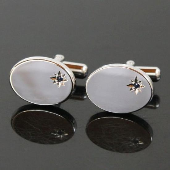Kamakura Cufflinks Workshop September Birthstone Sapphire Cufflinks Tie Pin Set Jset001-a-9