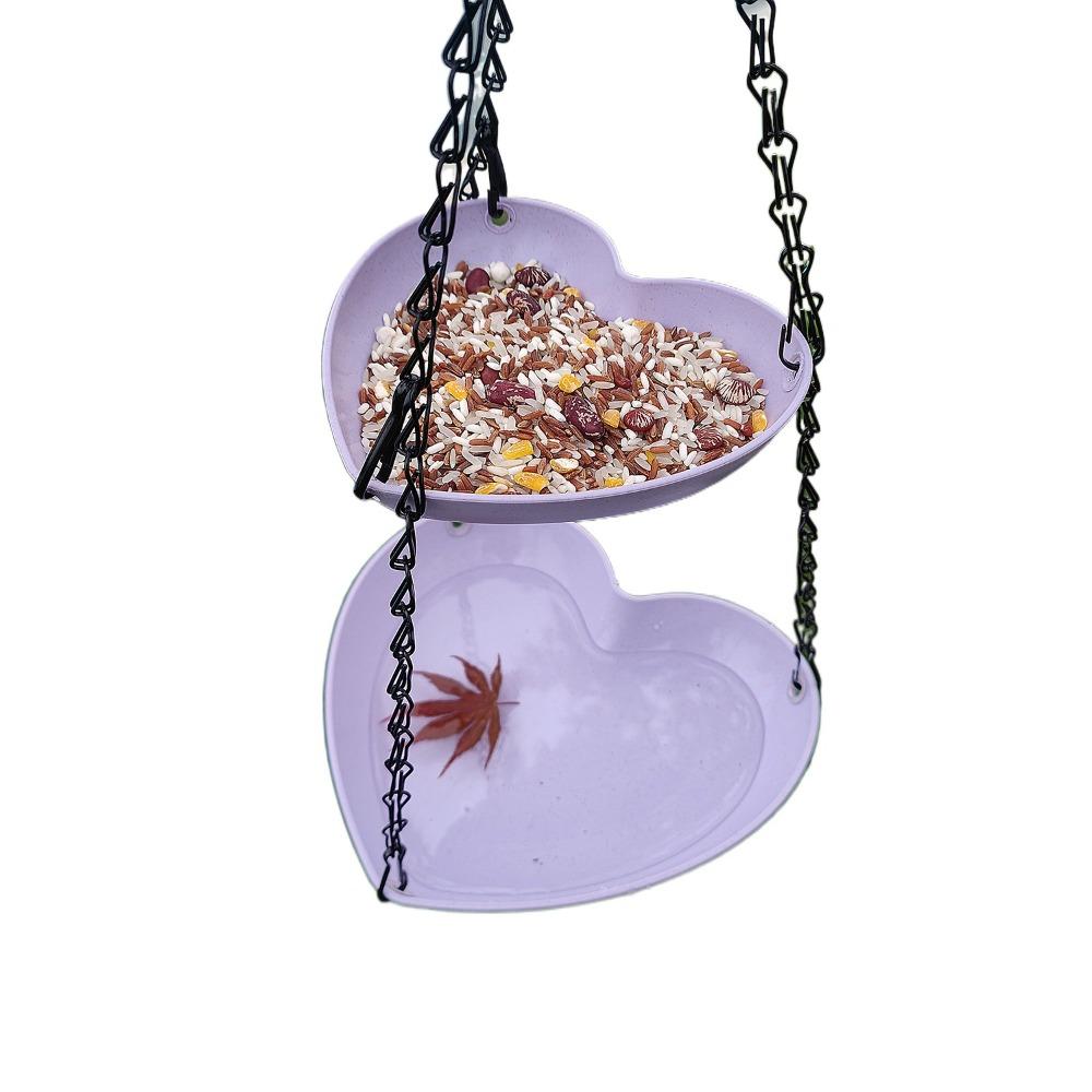 

Large Capacity Bird Feeding Dish Heart Shape Bird Water Bowl Double Layer Bird Feeder Outdoor фиолетовый