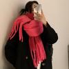 Pink scarf women's new autumn and winter high-end feeling raspberry powder warm shawl versatile scarf