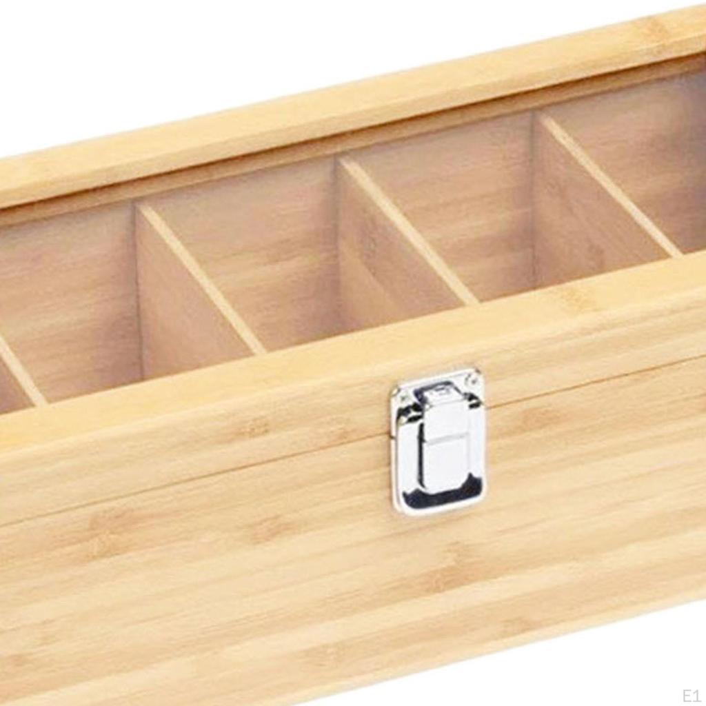 Tea Bags Box with Clear Window Portable Durability Premium Compartments Holder for Desktop