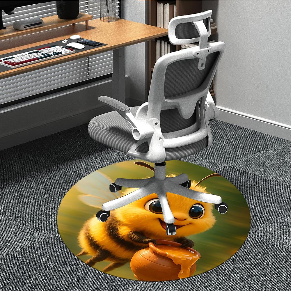 

1PC Bee Honey Office Round Area Rug, Indoor Mat Suitable ForOffice, Under Office Chairs Bedroom Living Room Home Decor, Room Deco, D084 80cm by 80cm