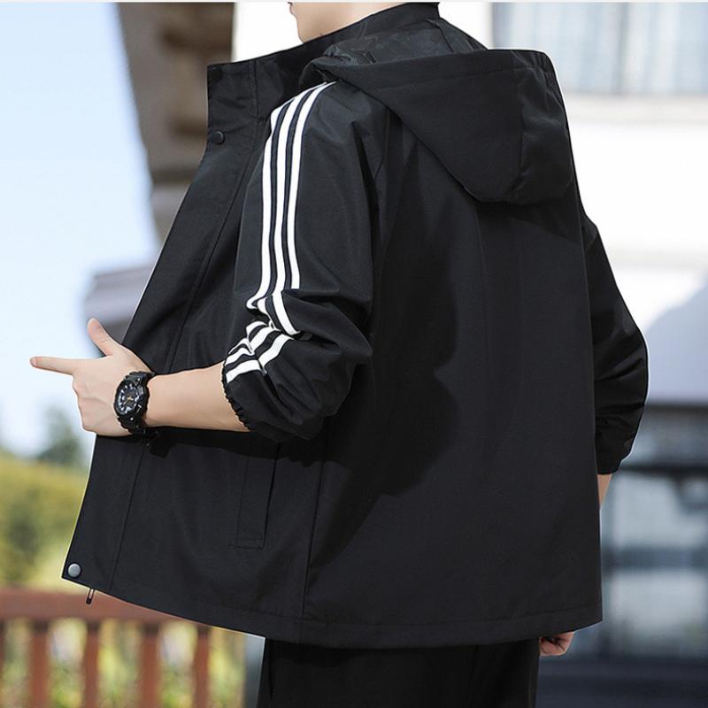Vår- och höstjacka med huva Herr Lös ledig enfärgad vindjacka Herrsport Ungdom Tunn sektion Tide