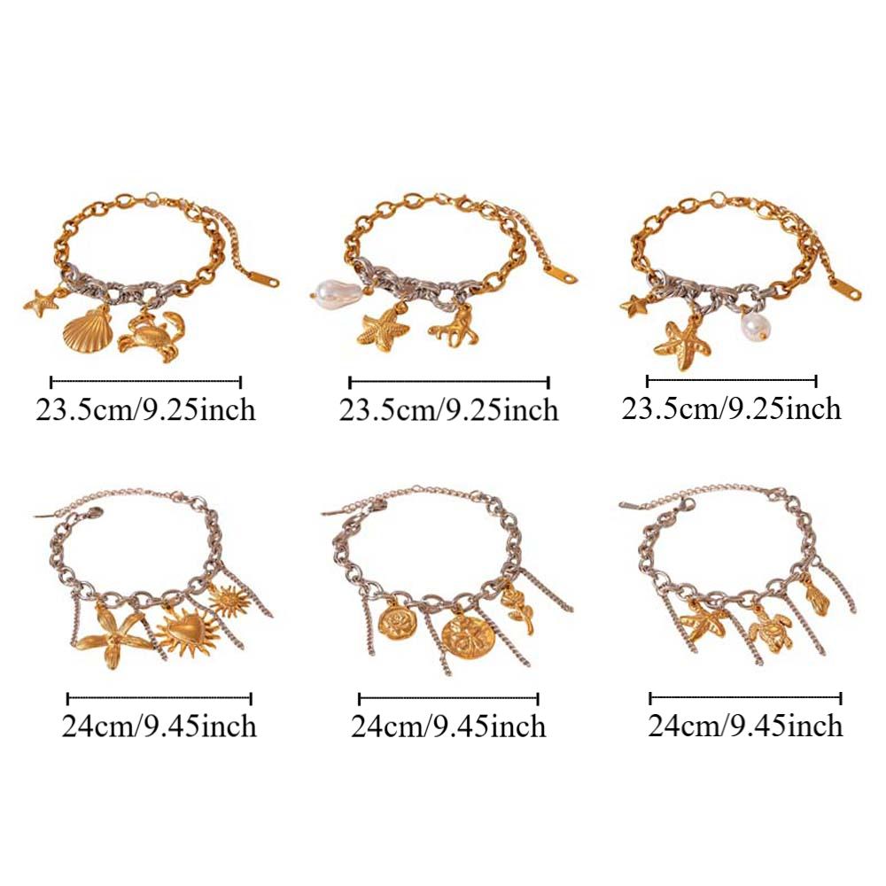 Beach Sea Series Starfish Steel Bracelet Ocean Animal/Flower Starfish Hand Chain  Girls Couple