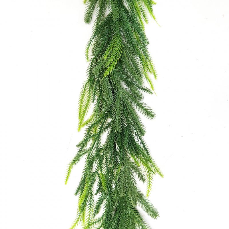 Artificial Christmas Wreath: Soft PE Pine Needles & Cypress with Norfolk Pine Greenery Soft Rubber Pine Cypress Garland 1.5m