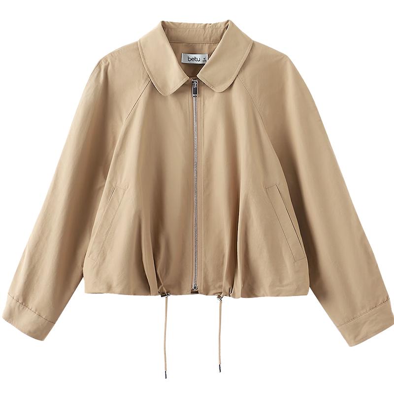 Women's Autumn Lapel Drawstring Short Trench Coat
