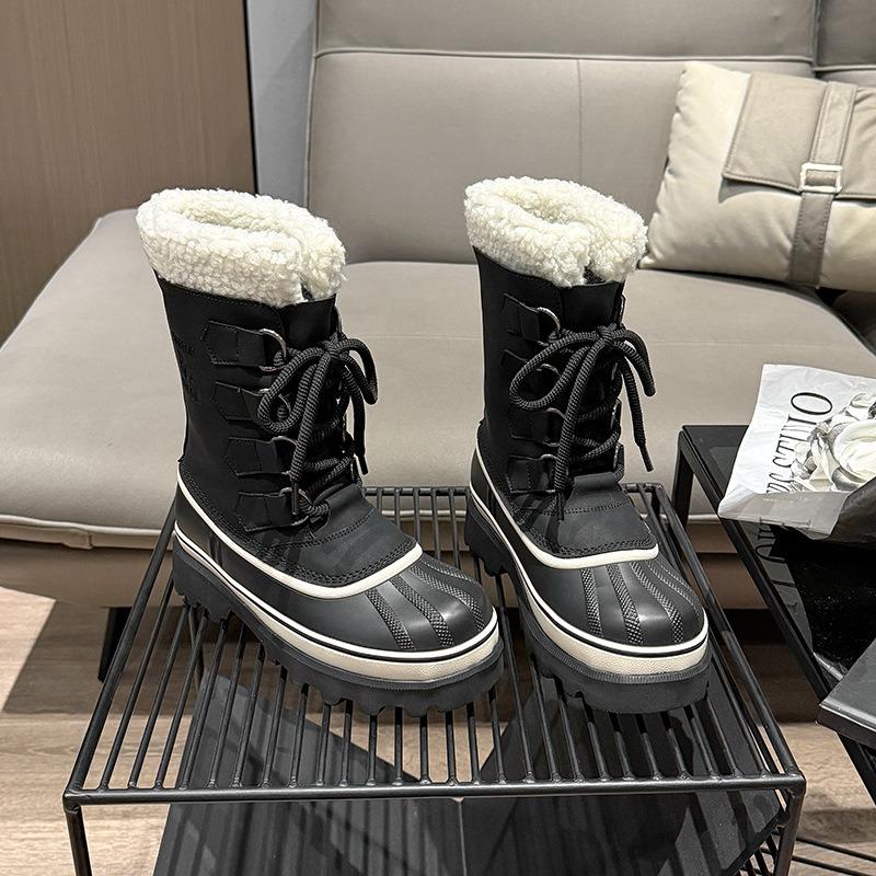 

Водонепроникні та нековзкі чоловічі та жіночі черевики для альпінізму та полювання на снігових качок, середньої висоти, на шнурівці, шкіряні, з вовною, теплі та посилені, для катання на лижах 40