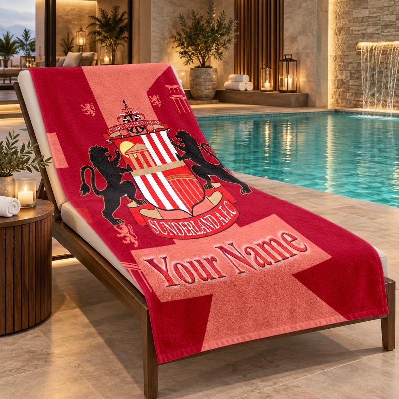 Custom Name Sunderland Beach Towel Personalized Text Soft Towel Swimming Travel Bath Gift