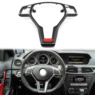 1 Pair Carbon Fiber Style Car Steering Wheel Panel Cover Trim 09946400139107 for Mercedes-Benz W176 W204 W212 W117 Only for AMG Style