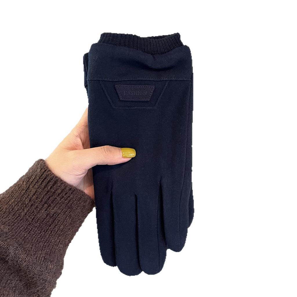 Gloves for Men  Winter Warm Velvet and Thickened Outdoor Riding Electric Bike  Windproof and Cold Proof  Touch Screen Five Finger Gloves
