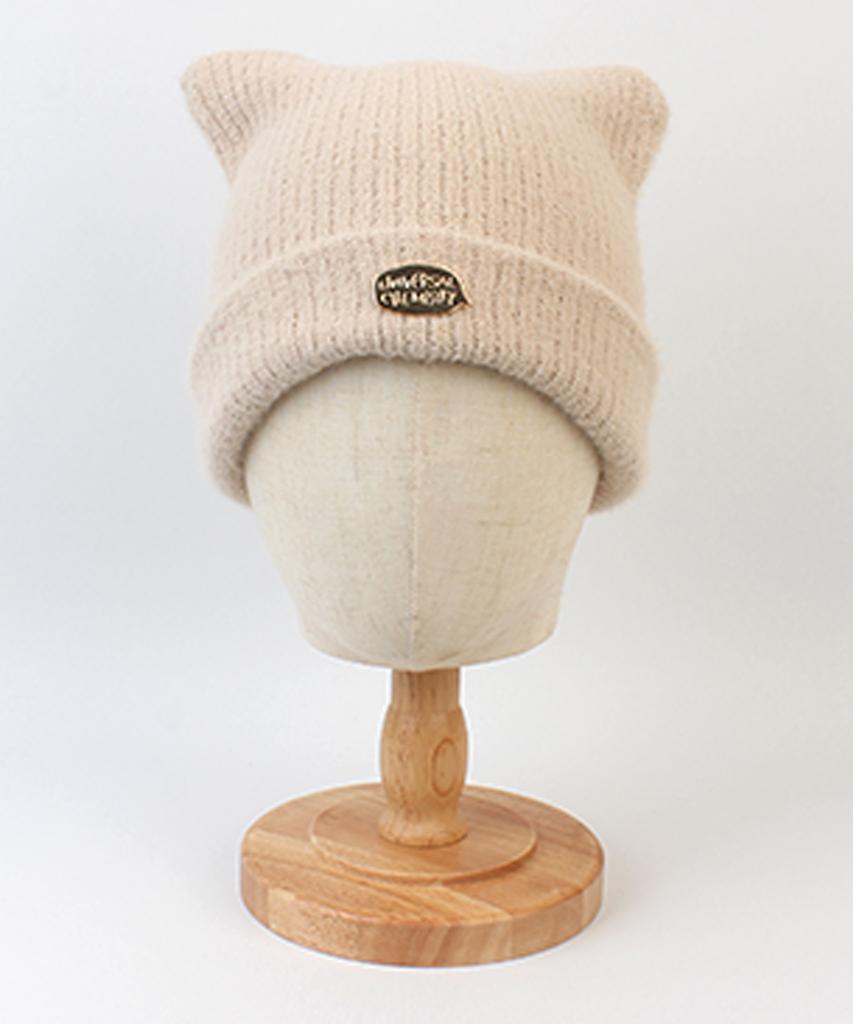 Yunibeosyeolkemiseuteuli Cat Soft Fur Beige Beanie Cat Beanie