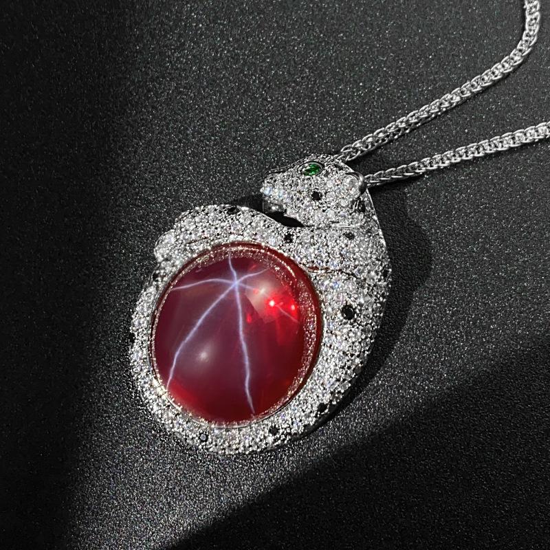 Jewelry Simulation Red Corundum Hexagram Light Leopard Pendant Main Stone 18 * 20
