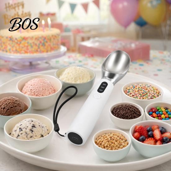 Yogurt Scooper Rechargeable Heated Ice Cream Scoop, Electric with 3-Level Heat, Party Dessert Serving Tool LED Display, 2000mAh Battery for