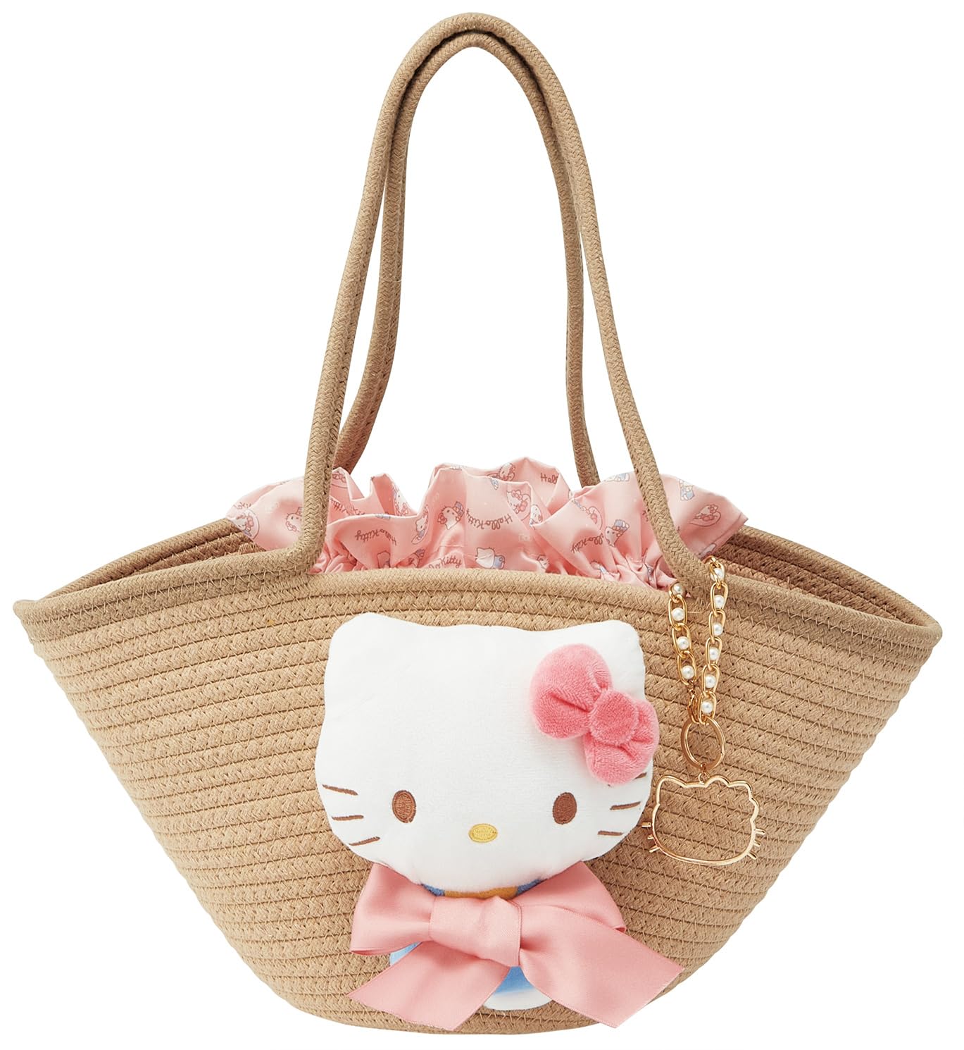 

Skater Plush Bag with Drawstring and Sanrio Hello Kitty Basket-Style Charm, KNBB1-A
