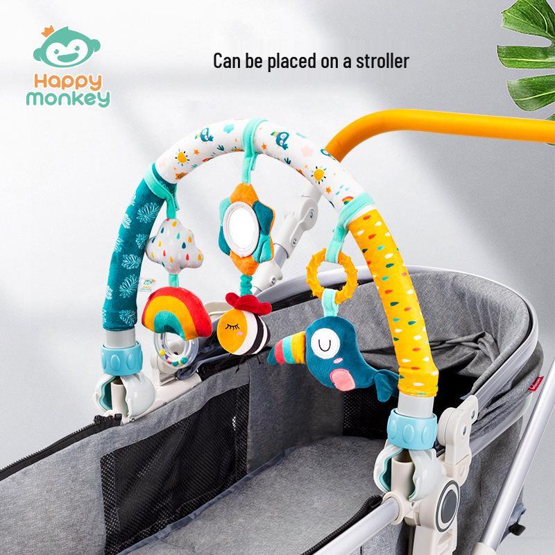 Happy Monkey Newborn Clip-On Mobile Toy: Bed, Stroller, Car Clip & Rattle Ornament.