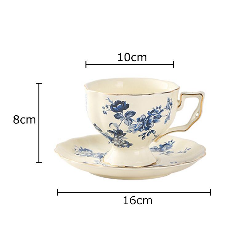 Golden Edge Ceramic Cup&saucer Pattern Floral Coffee Mug Dining Table Milk Mugs Afternoon Tea Teacup Fruit Juice Container