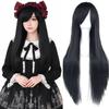 Heat Resistance Long Synthetic Hair 80cm Anime Straight Hairpiece Halloween Cosplay Wigs Costume